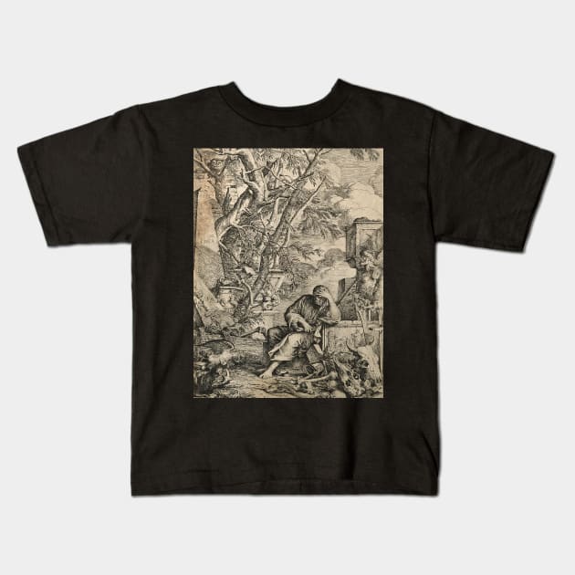 The Laughing Philosopher Democritus. Salvatore Rosa, 1615-1673 Kids T-Shirt by nickedenholm